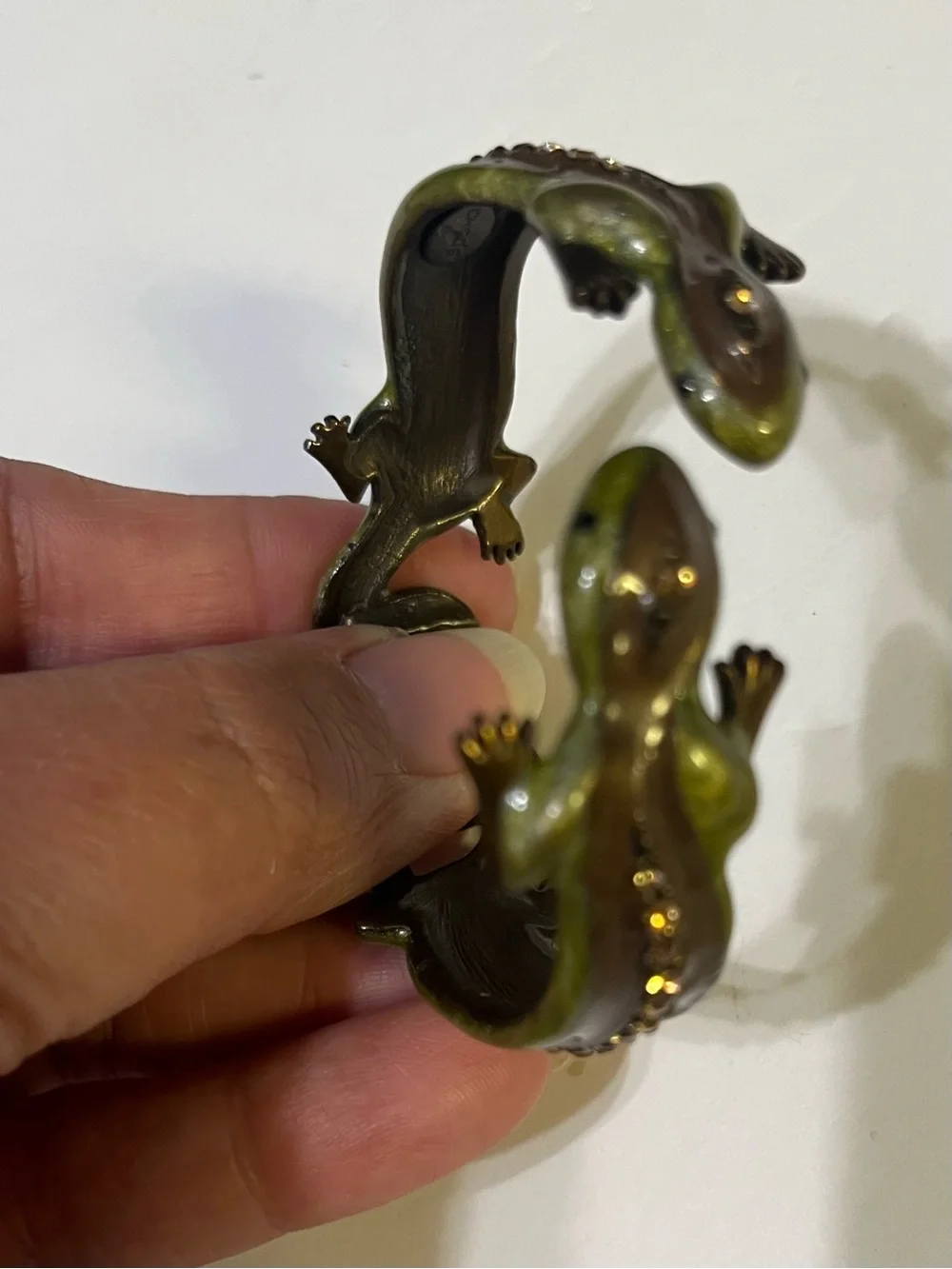 Chico's Green and Brown Lizard Bracelet with Gold Accents